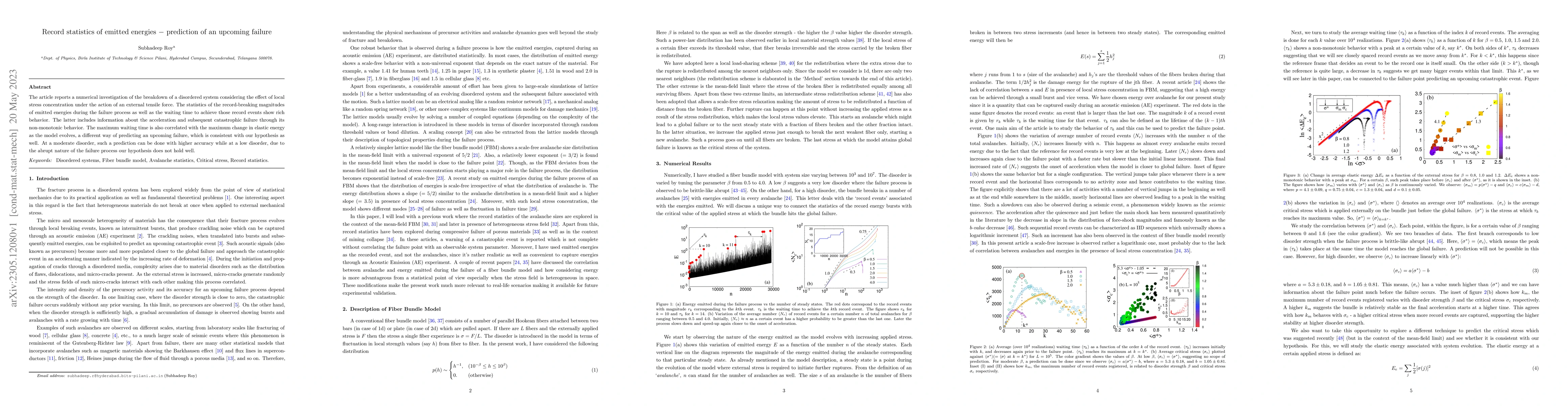 Thumbnail for Record statistics of emitted energies -- prediction of an upcoming
  failure