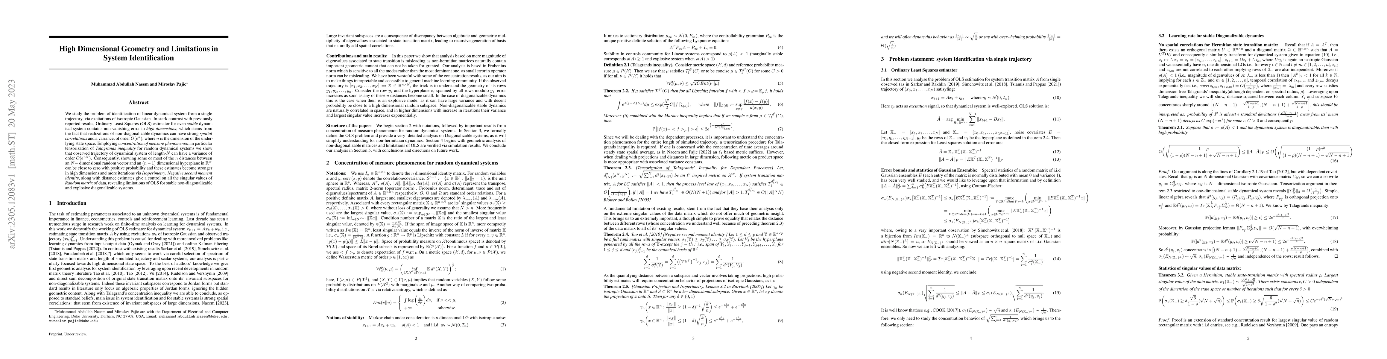 Thumbnail for High Dimensional Geometry and Limitations in System Identification