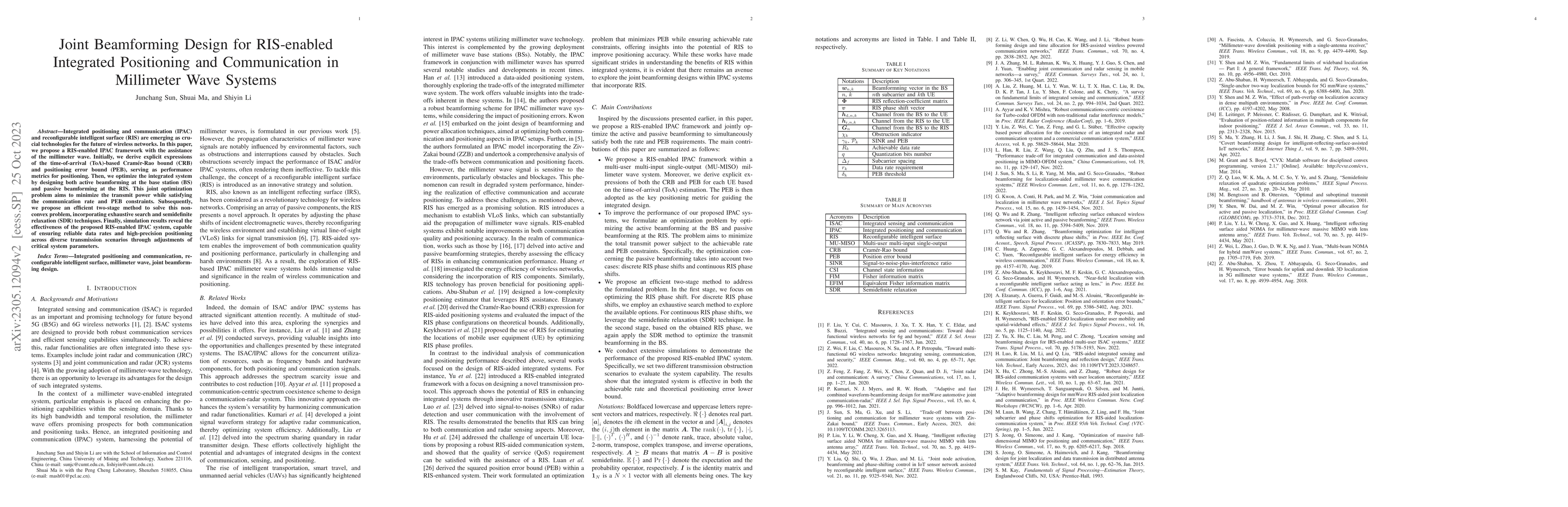 Thumbnail for Joint Beamforming Design for RIS-enabled Integrated Positioning and
  Communication in Millimeter Wave Systems