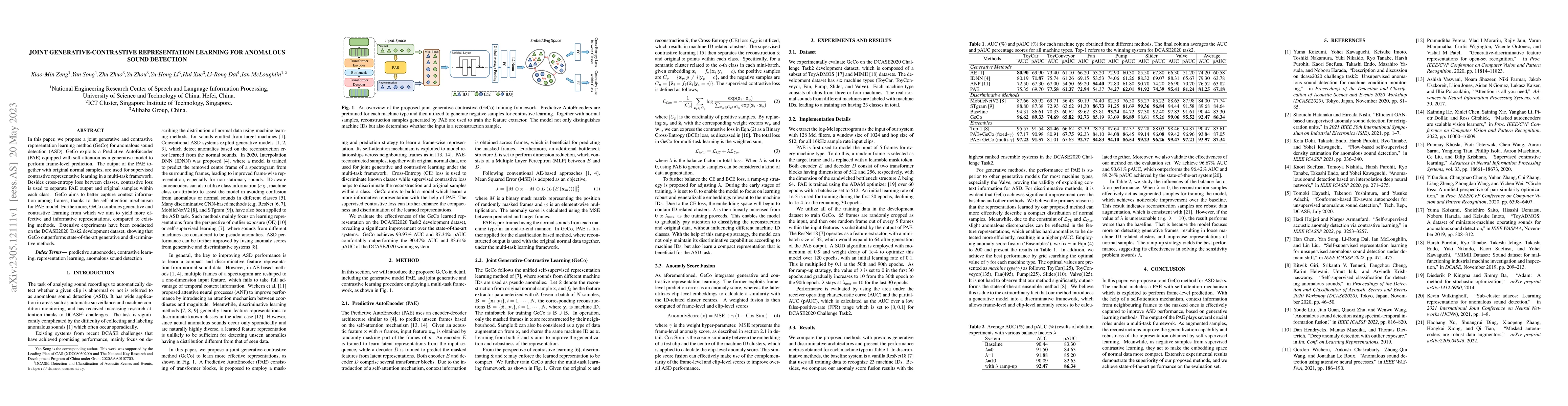 Thumbnail for Joint Generative-Contrastive Representation Learning for Anomalous Sound
  Detection