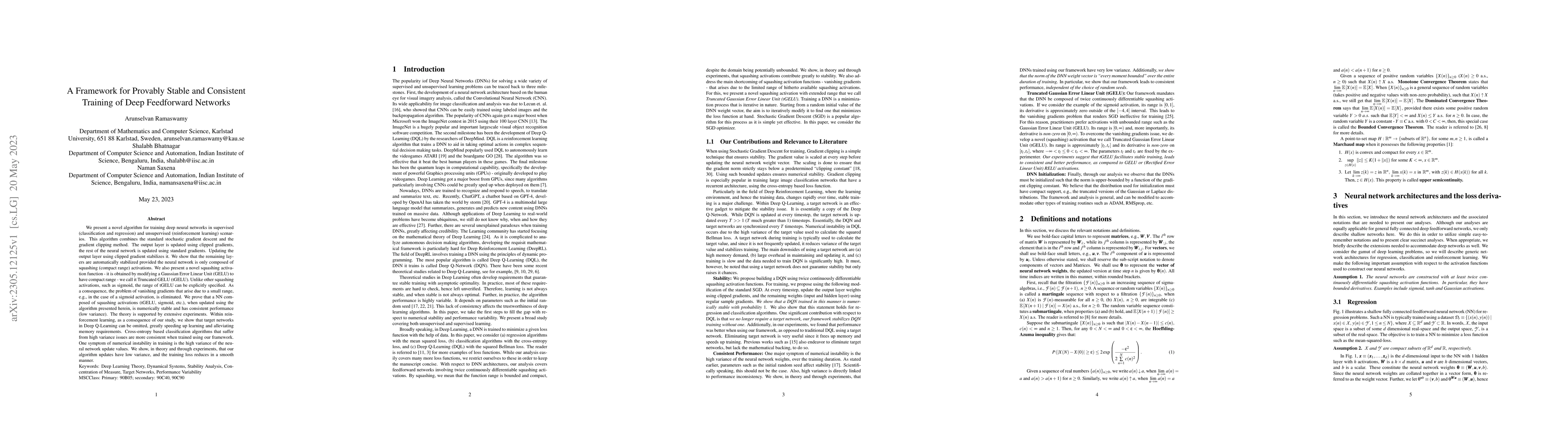Thumbnail for A Framework for Provably Stable and Consistent Training of Deep
  Feedforward Networks