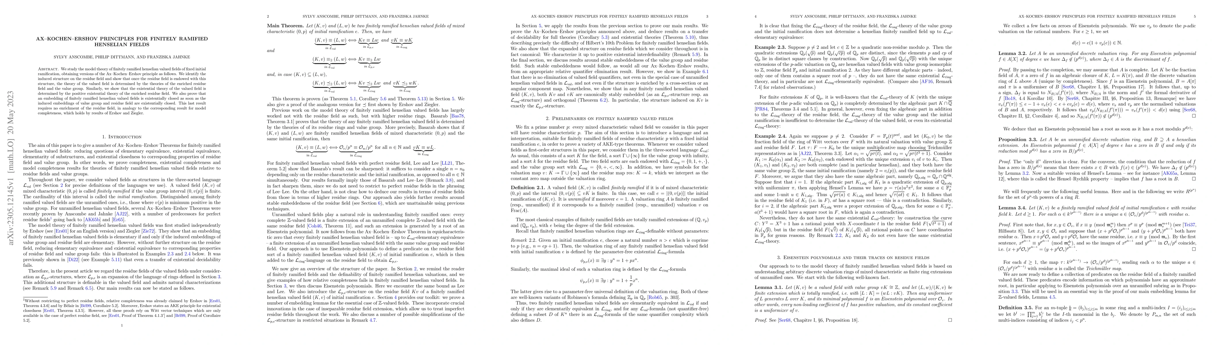 Thumbnail for Ax-Kochen-Ershov principles for finitely ramified henselian fields