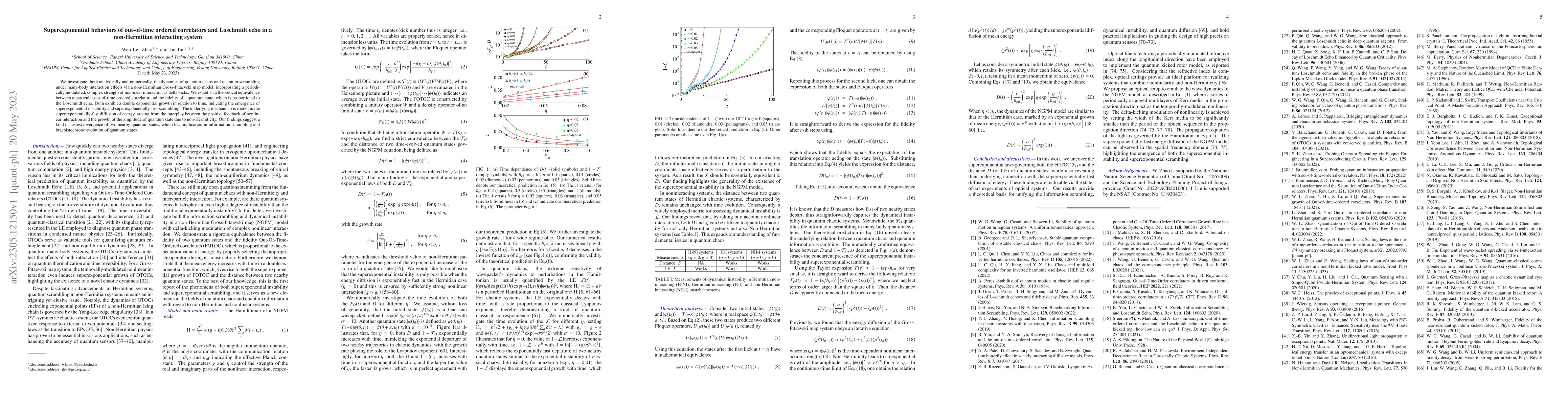 Thumbnail for Superexponential behaviors of out-of-time ordered correlators and
  Loschmidt echo in a non-Hermitian interacting system