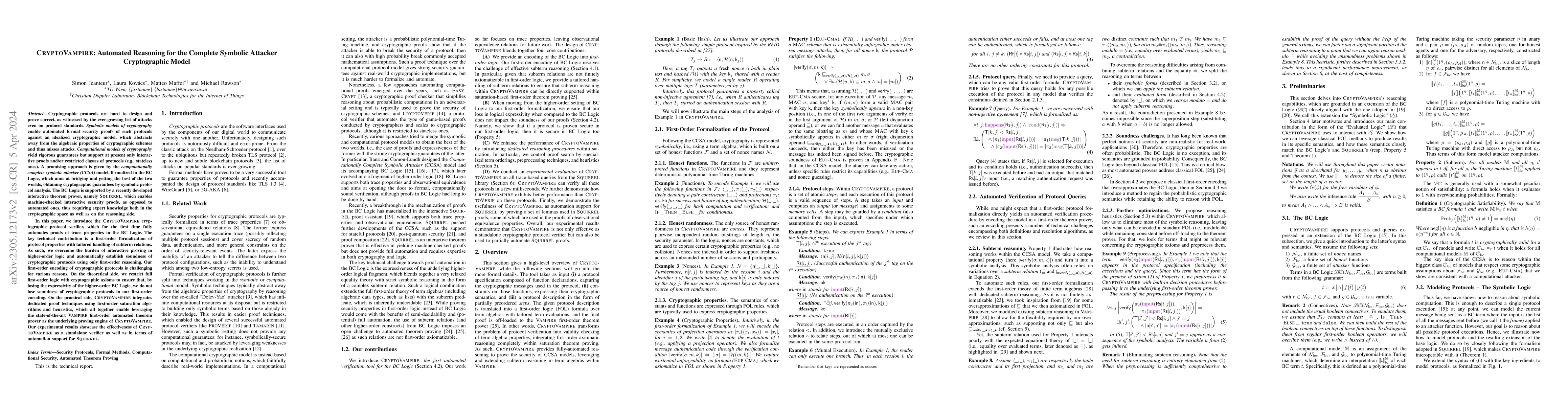 Thumbnail for CryptoVampire: Automated Reasoning for the Complete Symbolic Attacker
  Cryptographic Model