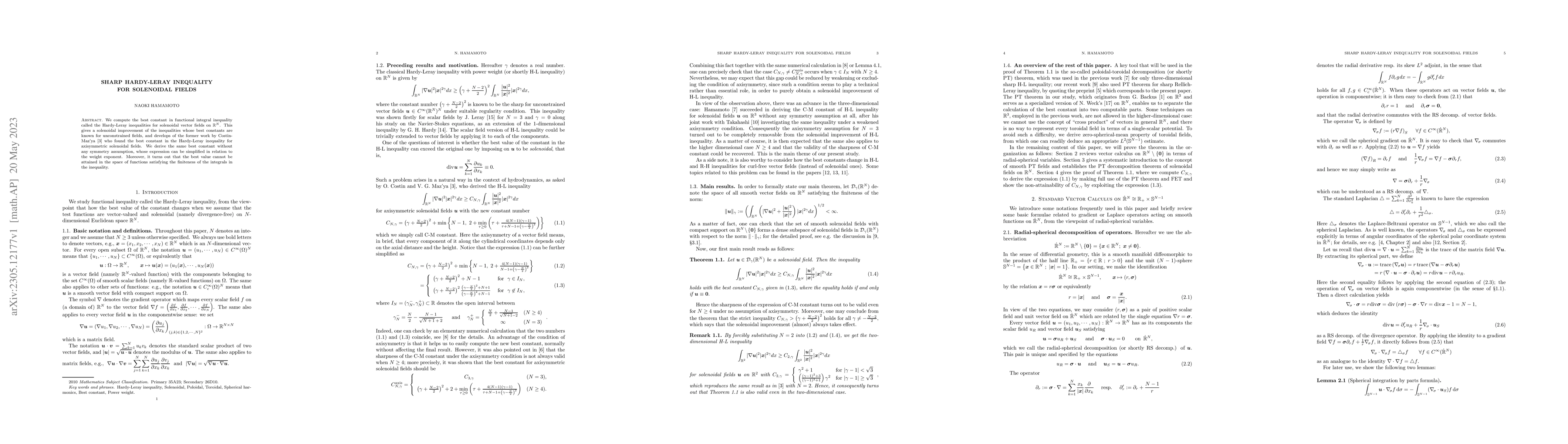 Thumbnail for Sharp Hardy-Leray inequality for solenoidal fields