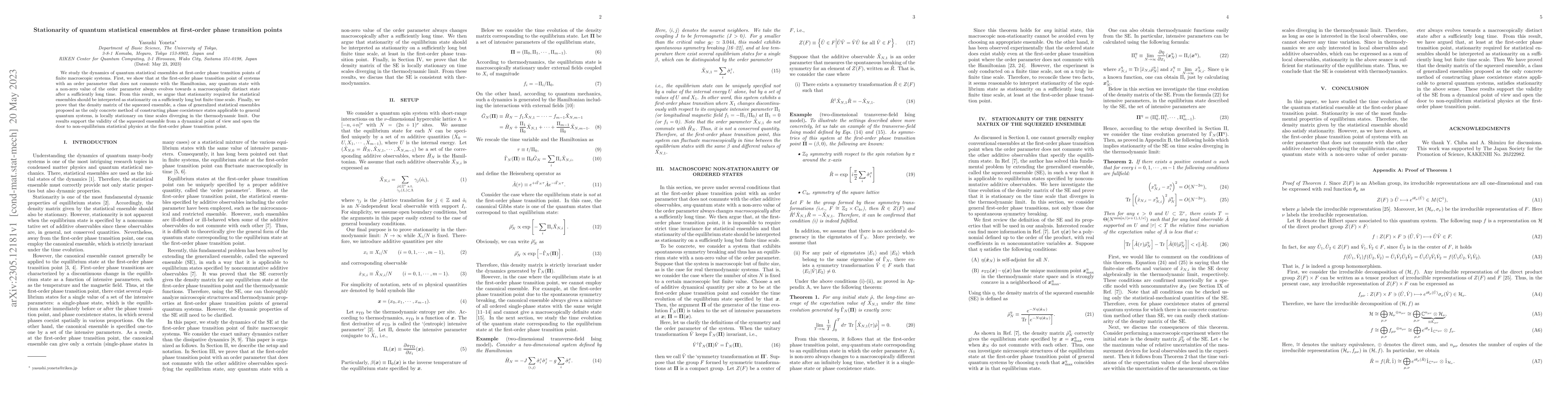 Thumbnail for Stationarity of quantum statistical ensembles at first-order phase
  transition points