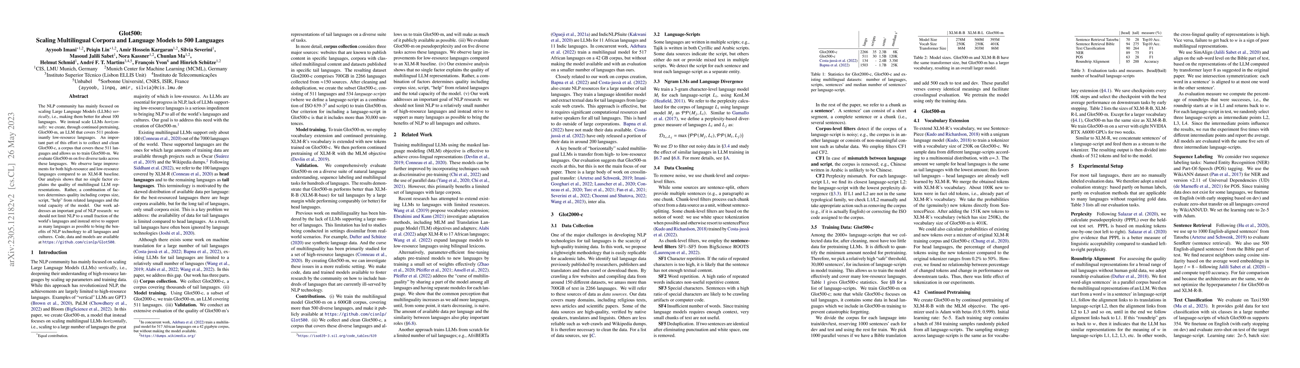 Thumbnail for Glot500: Scaling Multilingual Corpora and Language Models to 500
  Languages