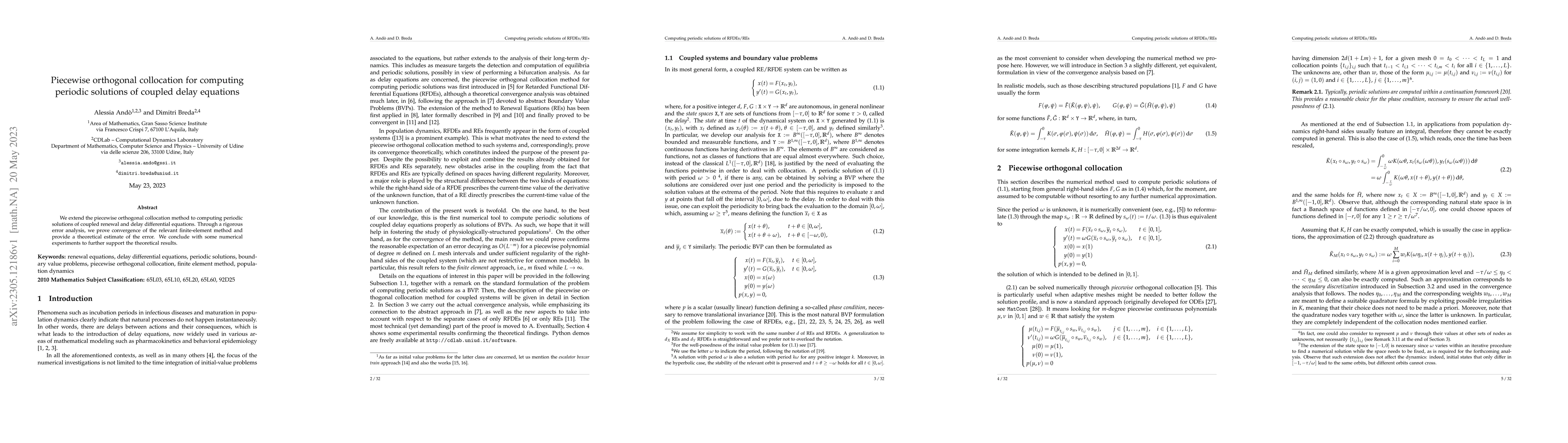 Thumbnail for Piecewise orthogonal collocation for computing periodic solutions of
  coupled delay equations