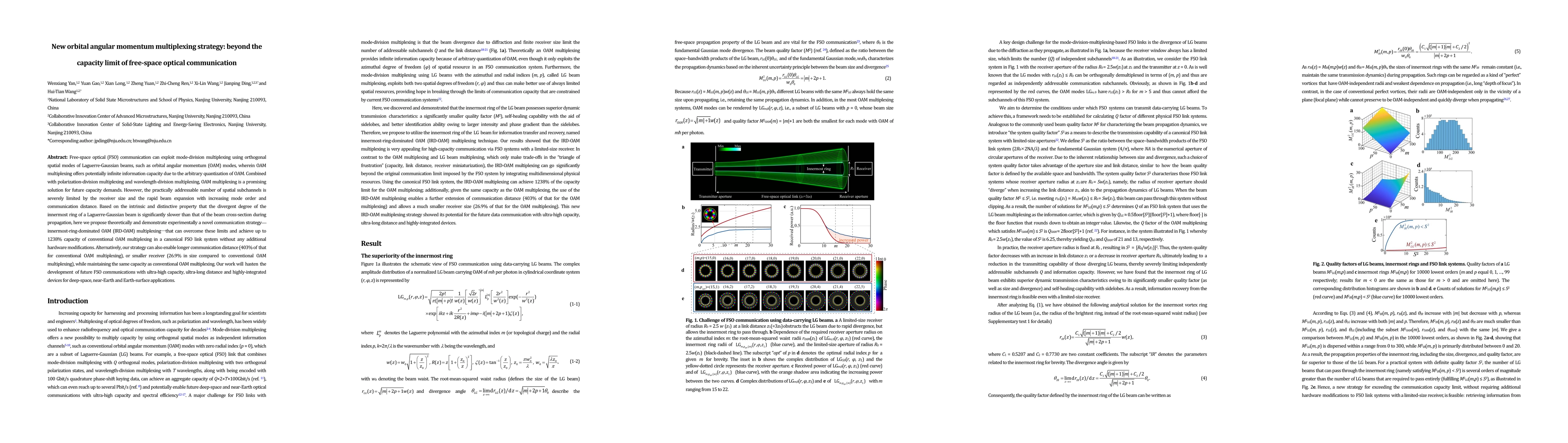 Thumbnail for New orbital angular momentum multiplexing strategy: beyond the capacity
  limit of free-space optical communication