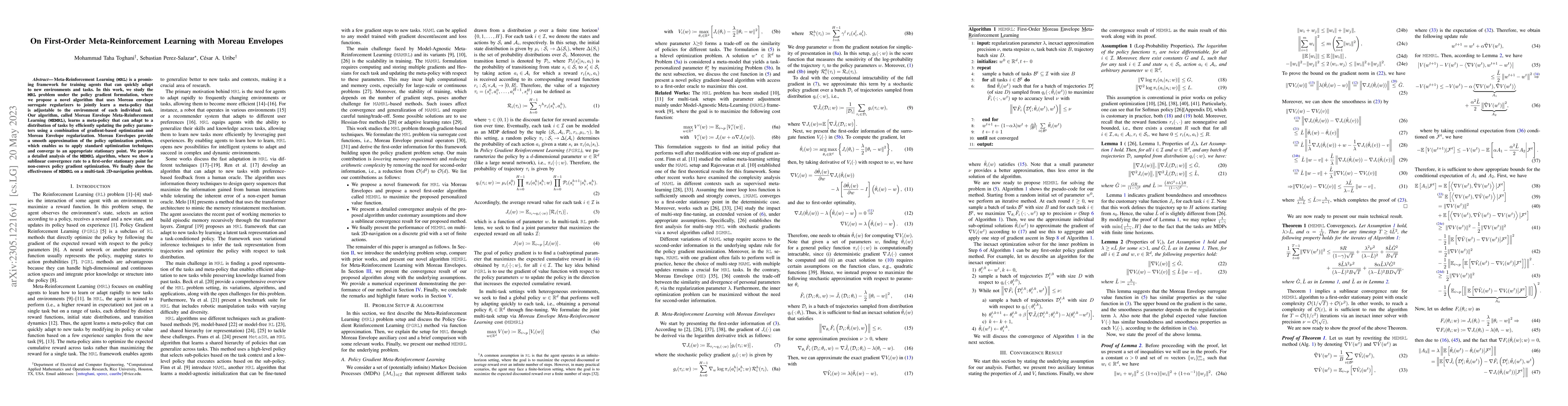 Thumbnail for On First-Order Meta-Reinforcement Learning with Moreau Envelopes