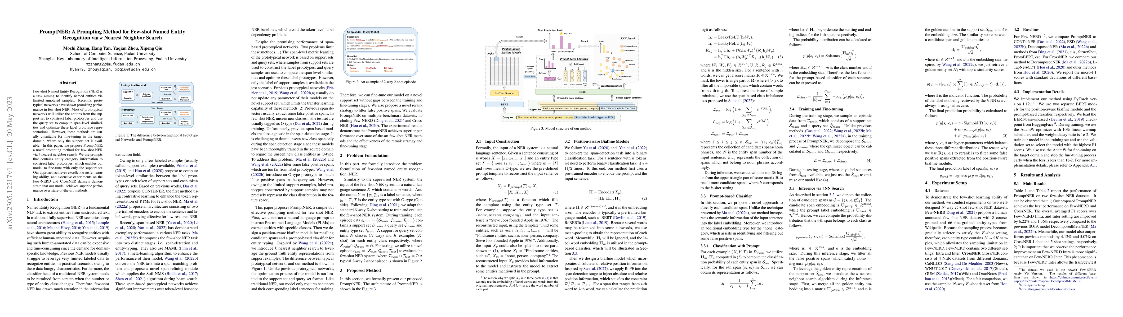 Thumbnail for PromptNER: A Prompting Method for Few-shot Named Entity Recognition via
  k Nearest Neighbor Search