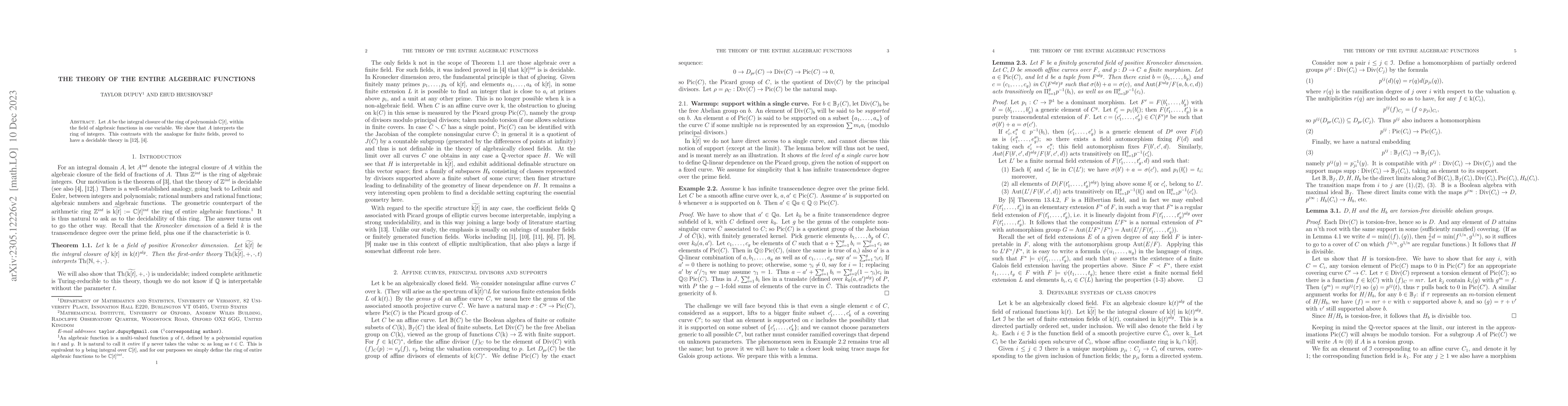 Thumbnail for The Theory of the Entire Algebraic Functions