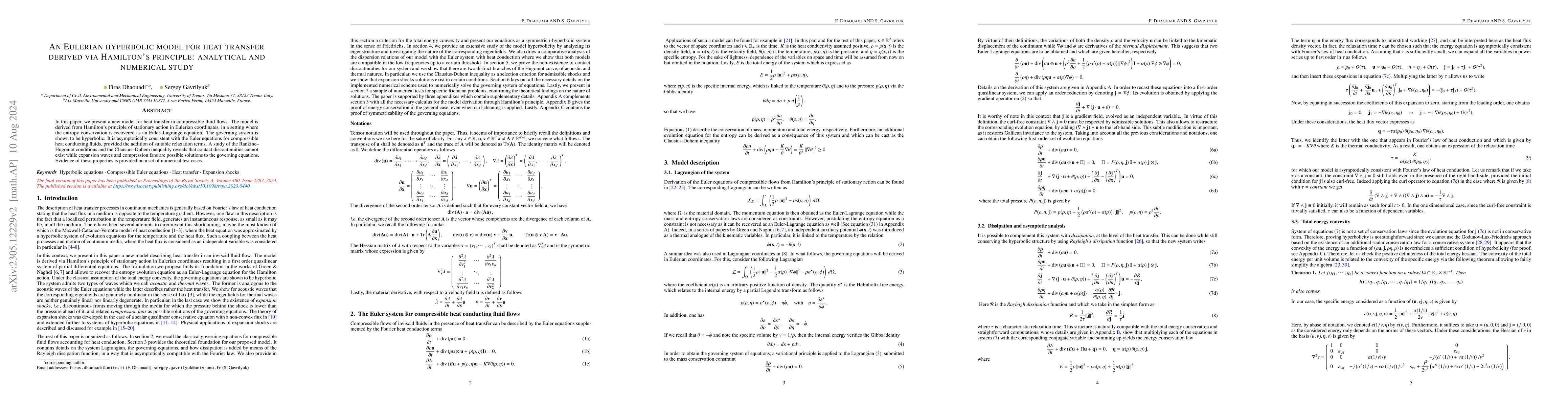 Thumbnail for An Eulerian hyperbolic model for heat transfer derived via Hamilton's
  principle: analytical and numerical study