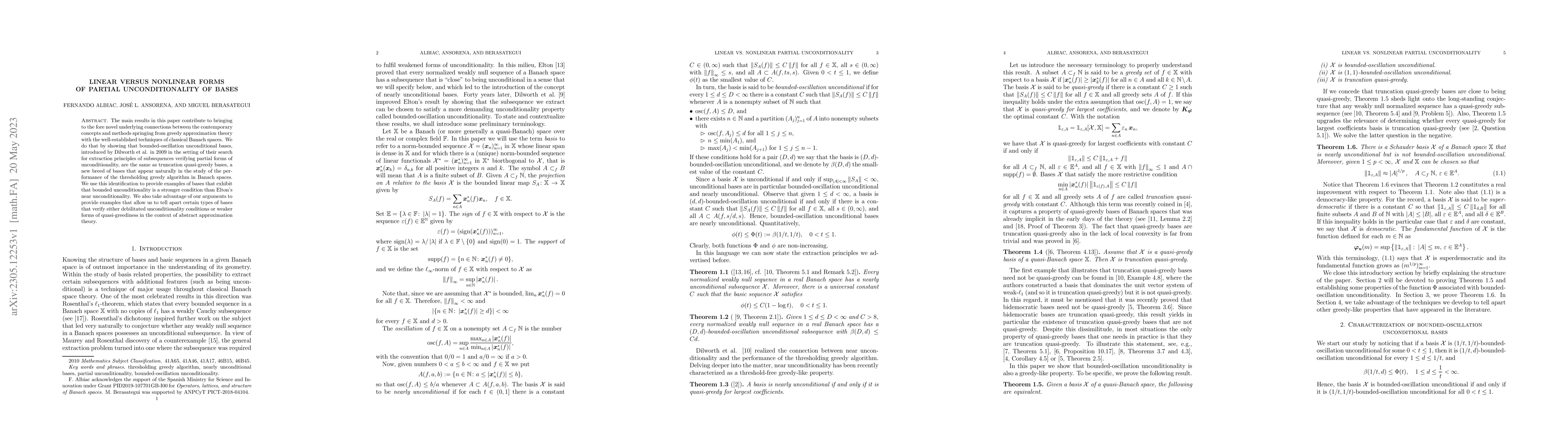 Thumbnail for Linear versus nonlinear forms of partial unconditionality of bases