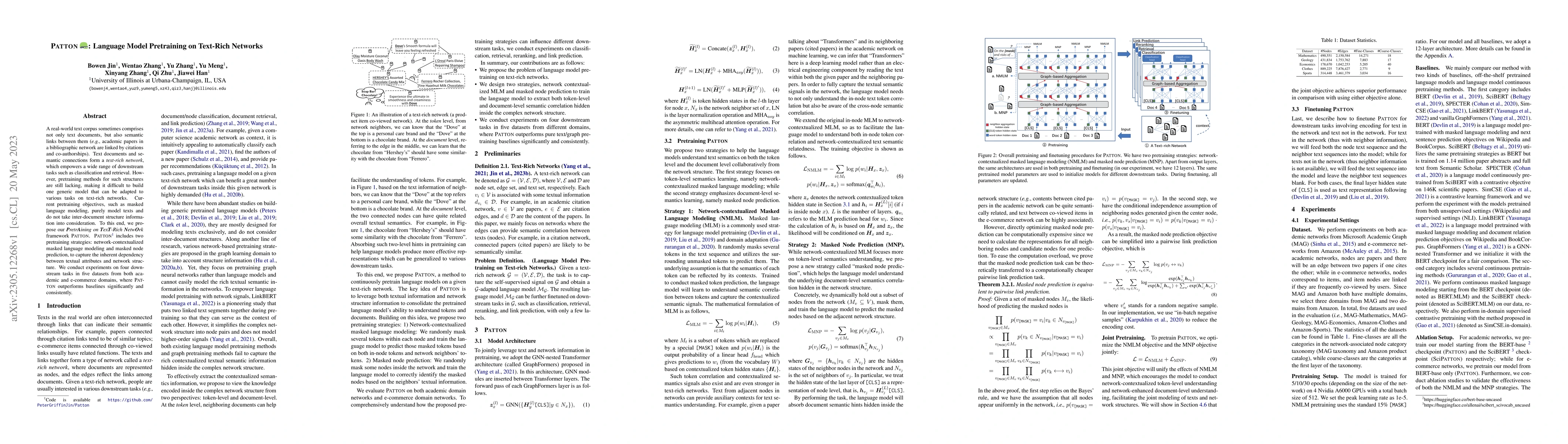 Thumbnail for Patton: Language Model Pretraining on Text-Rich Networks
