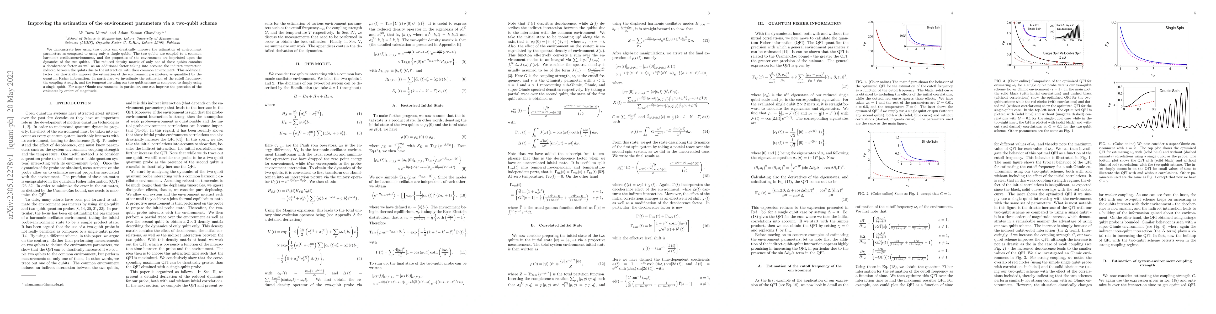 Thumbnail for Improving the estimation of the environment parameters via a two-qubit
  scheme