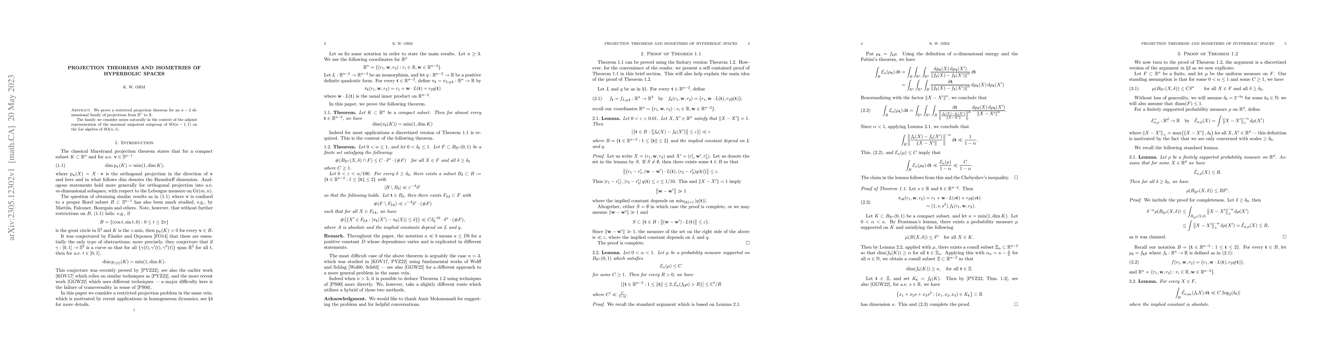Thumbnail for Projection Theorems and Isometries of Hyperbolic Spaces