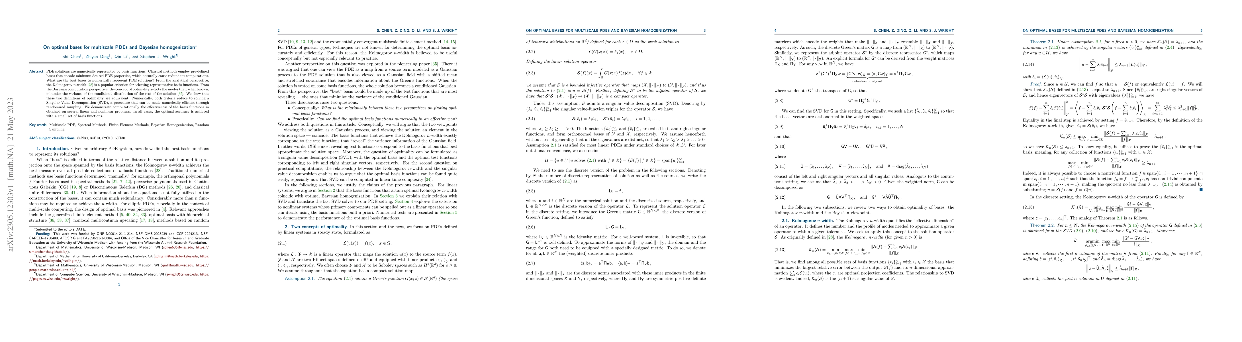 Thumbnail for On optimal bases for multiscale PDEs and Bayesian homogenization
