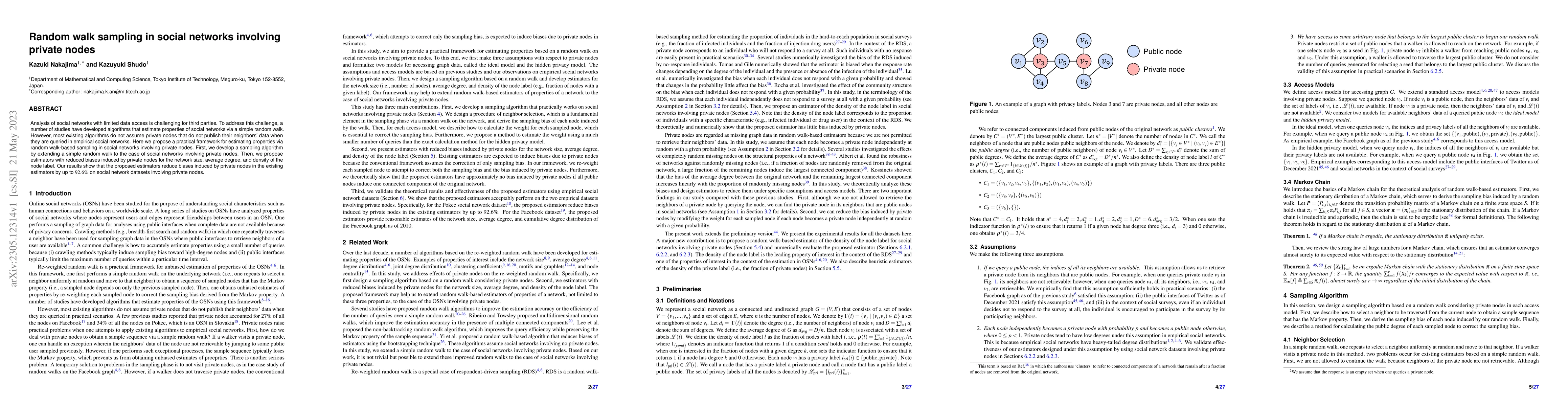 Thumbnail for Random Walk Sampling in Social Networks Involving Private Nodes