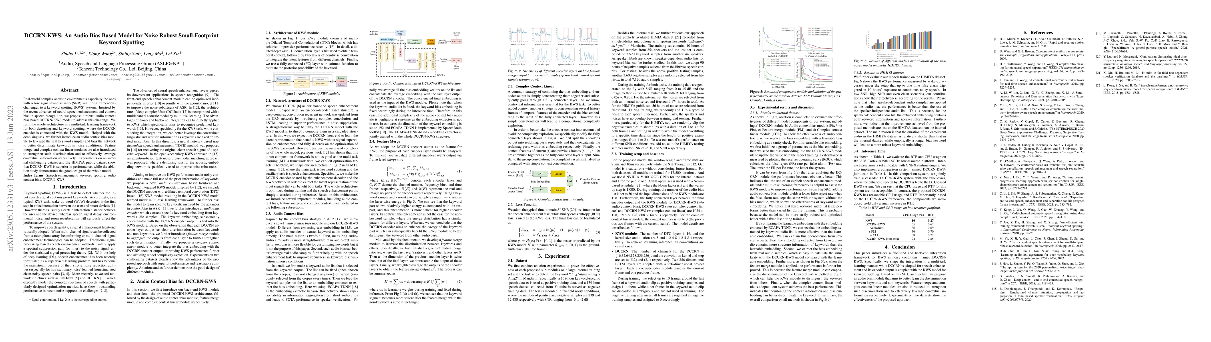 Thumbnail for DCCRN-KWS: an audio bias based model for noise robust small-footprint
  keyword spotting