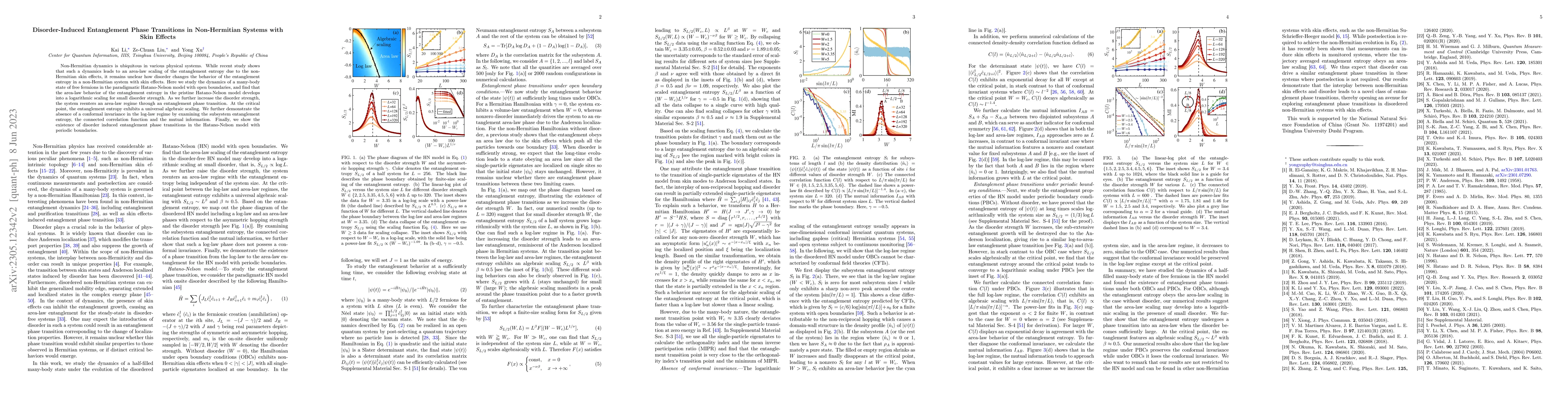 Thumbnail for Disorder-Induced Entanglement Phase Transitions in Non-Hermitian Systems
  with Skin Effects
