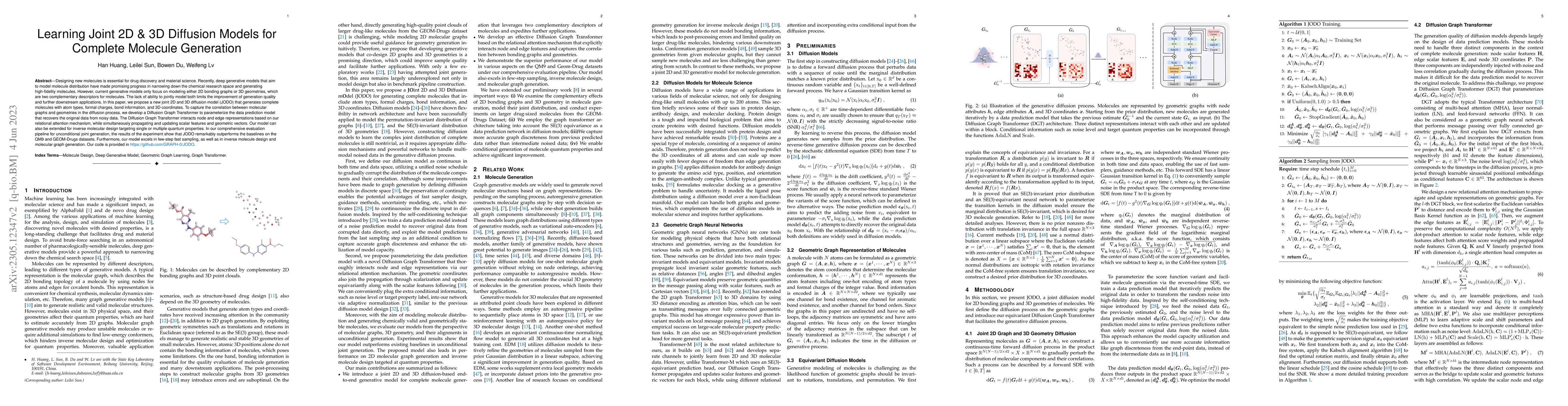 Thumbnail for Learning Joint 2D & 3D Diffusion Models for Complete Molecule Generation