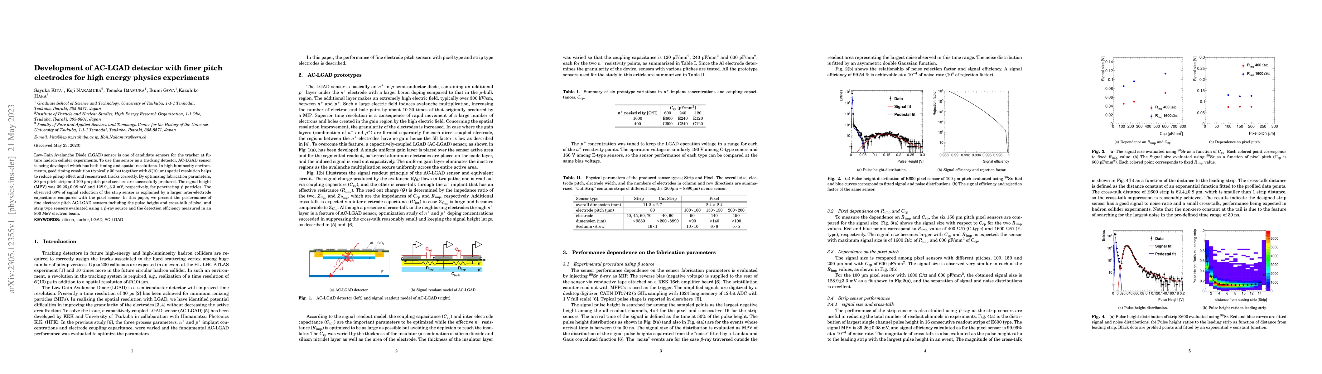 Thumbnail for Development of AC-LGAD detector with finer pitch electrodes for high
  energy physics experiments