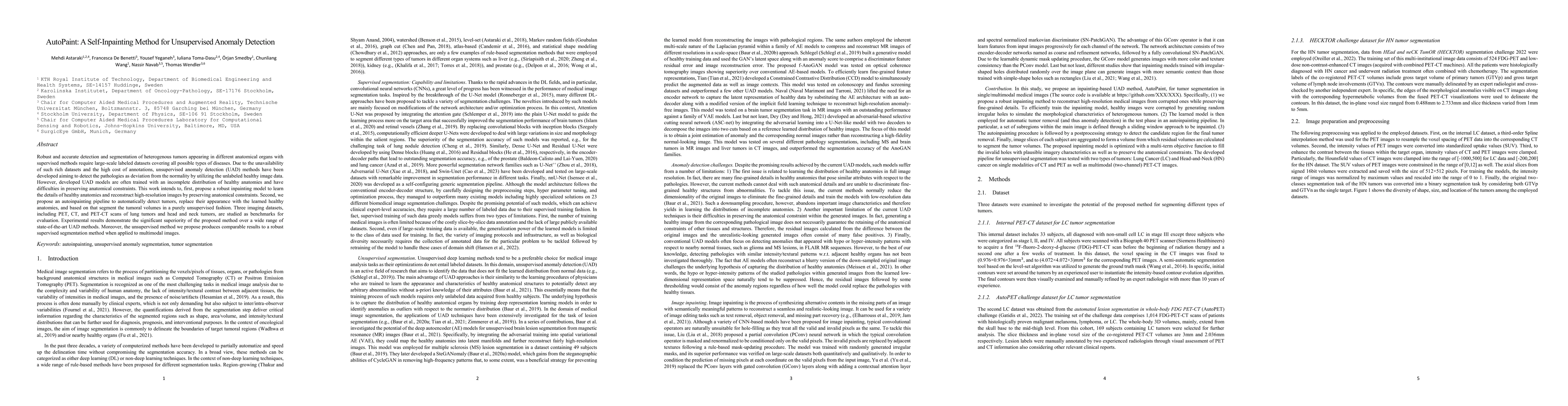 Thumbnail for AutoPaint: A Self-Inpainting Method for Unsupervised Anomaly Detection