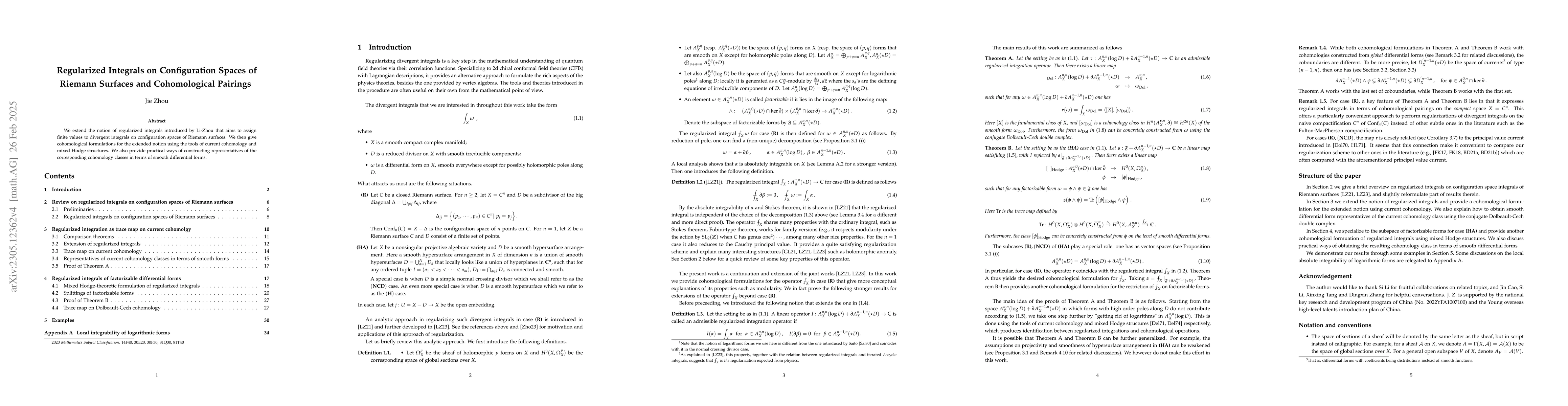 Thumbnail for Regularized Integrals on Configuration Spaces of Riemann Surfaces and
  Cohomological Pairings