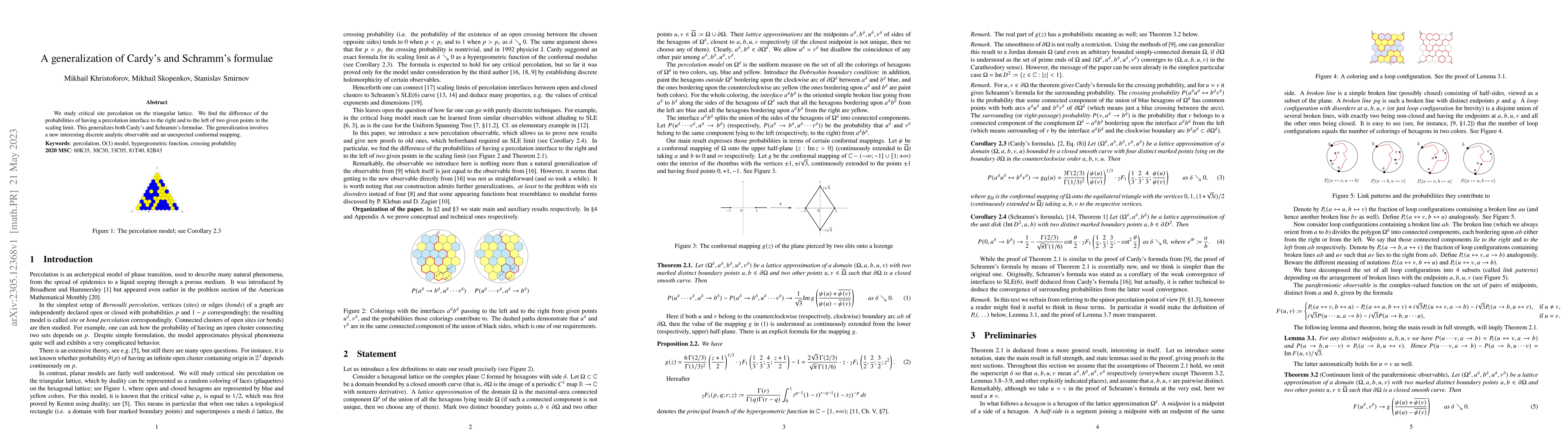 Thumbnail for A generalization of Cardy's and Schramm's formulae