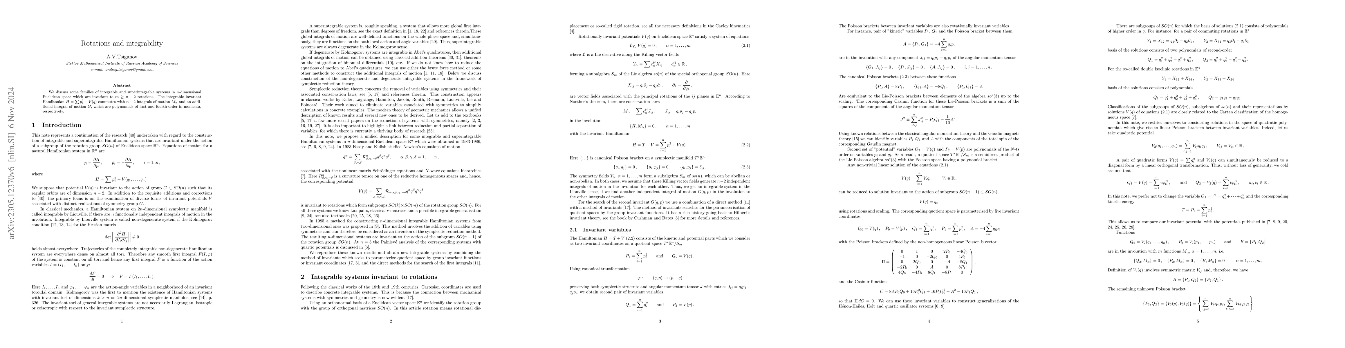 Thumbnail for Rotations and integrability