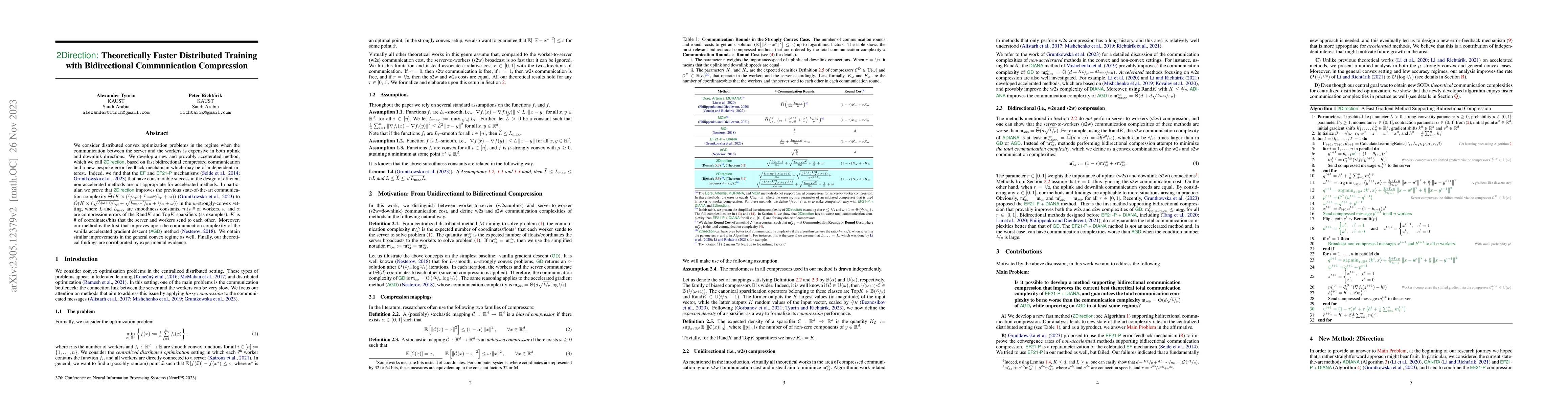 Thumbnail for 2Direction: Theoretically Faster Distributed Training with Bidirectional
  Communication Compression