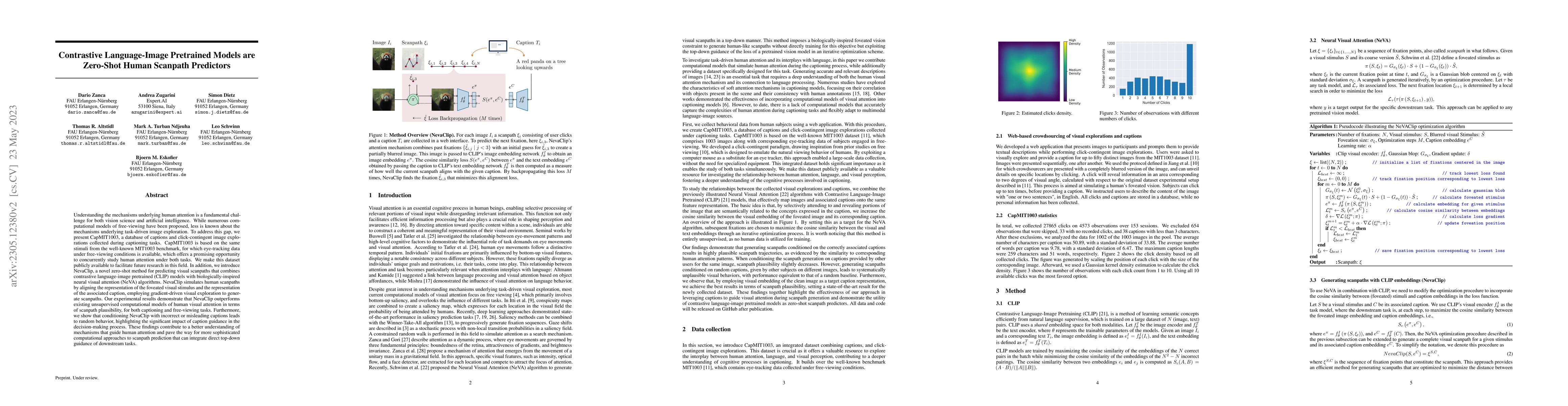 Thumbnail for Contrastive Language-Image Pretrained Models are Zero-Shot Human
  Scanpath Predictors