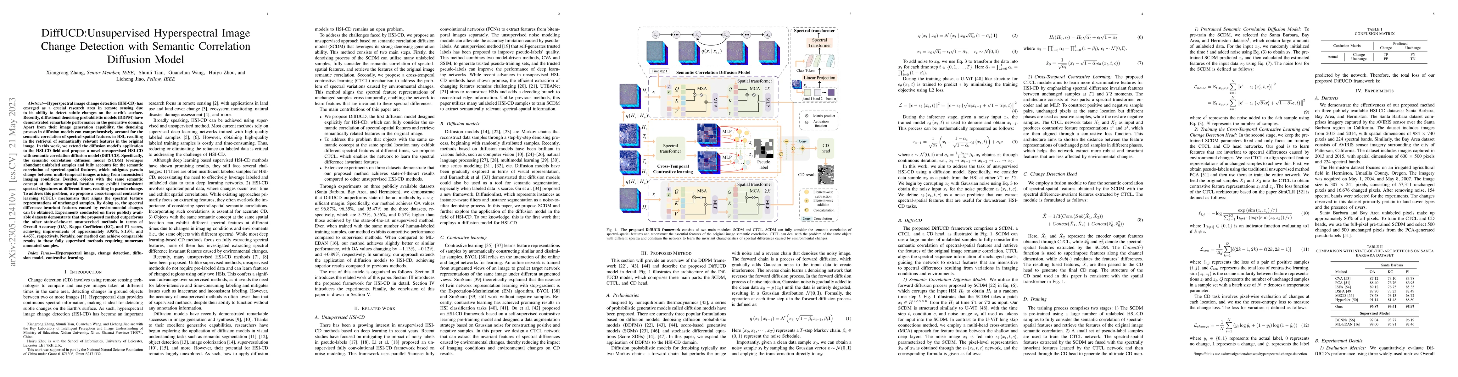 Thumbnail for DiffUCD:Unsupervised Hyperspectral Image Change Detection with Semantic
  Correlation Diffusion Model