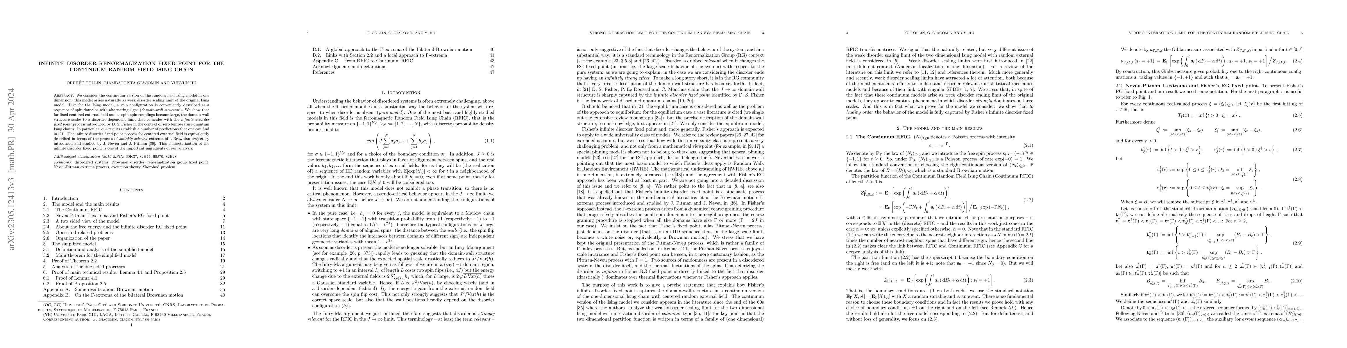 Thumbnail for Infinite disorder renormalization fixed point for the continuum random
  field Ising chain