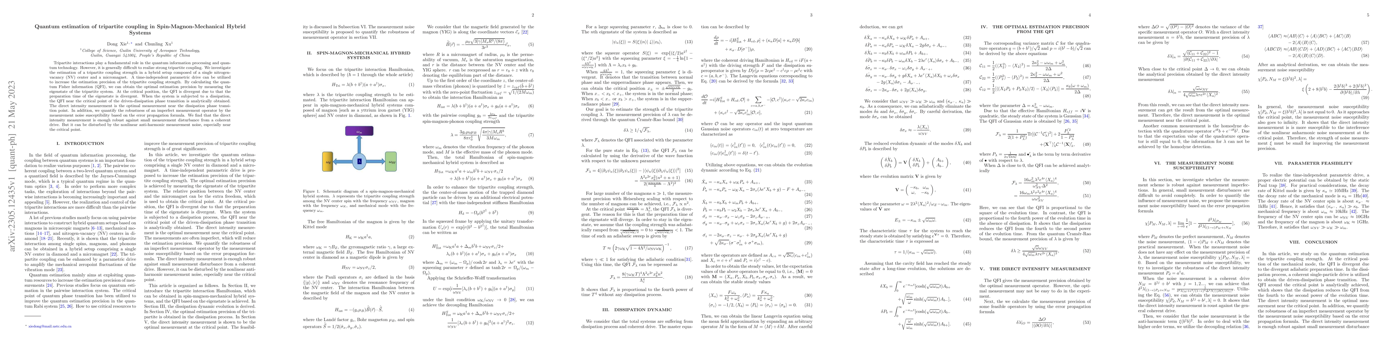 Thumbnail for Quantum estimation of tripartite coupling in Spin-Magnon-Mechanical
  Hybrid Systems