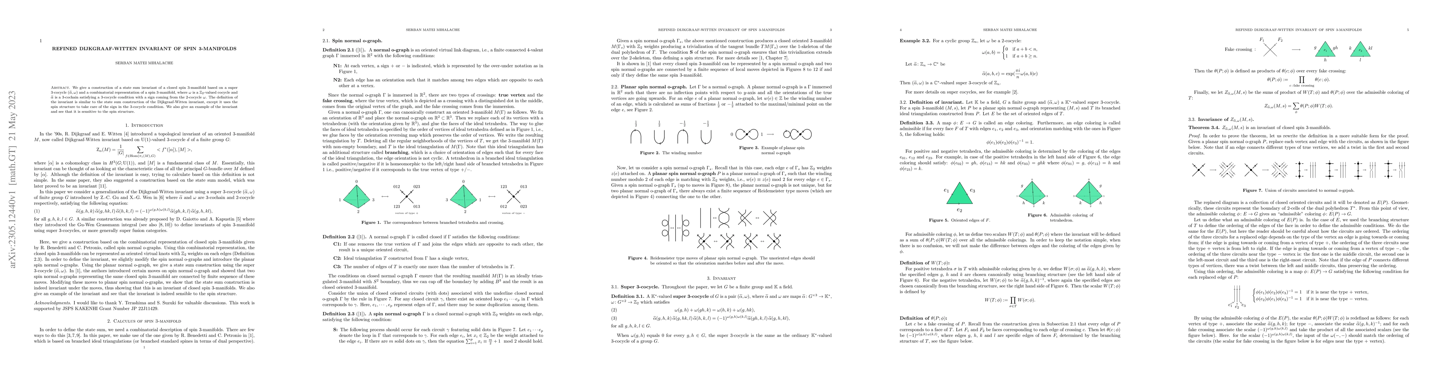 Thumbnail for Refined Dijkgraaf-Witten invariant of spin 3-manifold