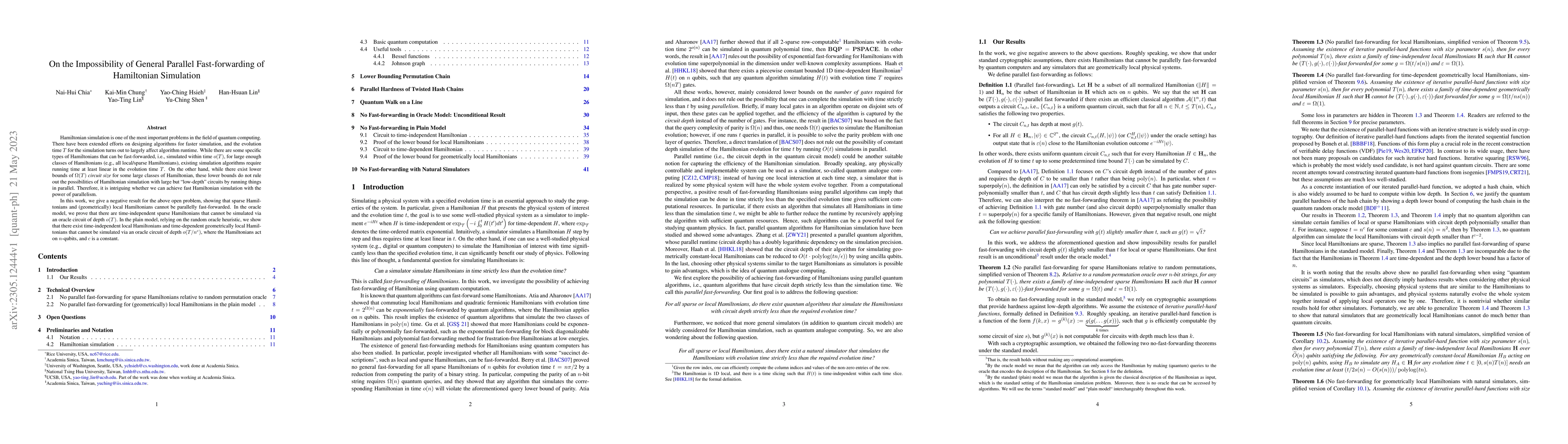 Thumbnail for On the Impossibility of General Parallel Fast-forwarding of Hamiltonian
  Simulation