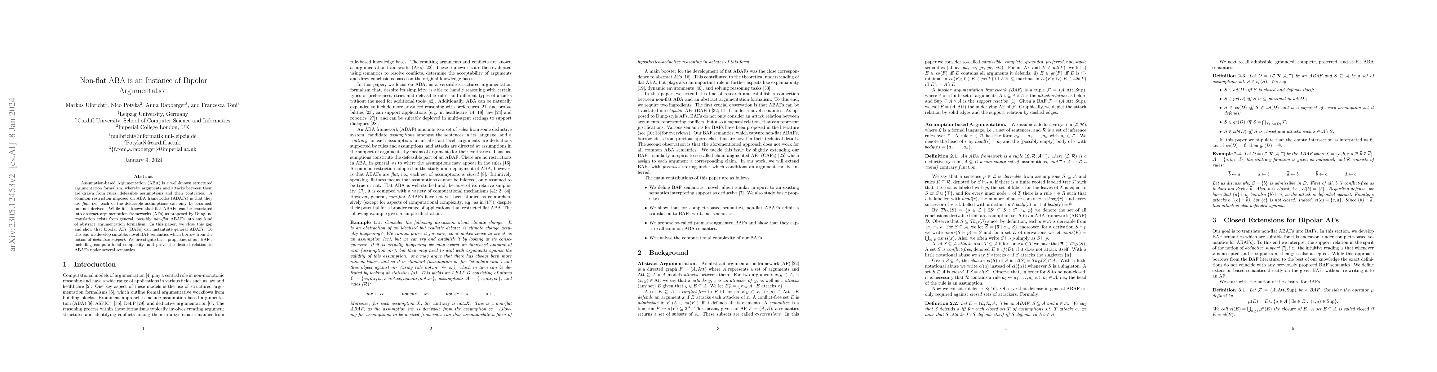 Thumbnail for Non-flat ABA is an Instance of Bipolar Argumentation