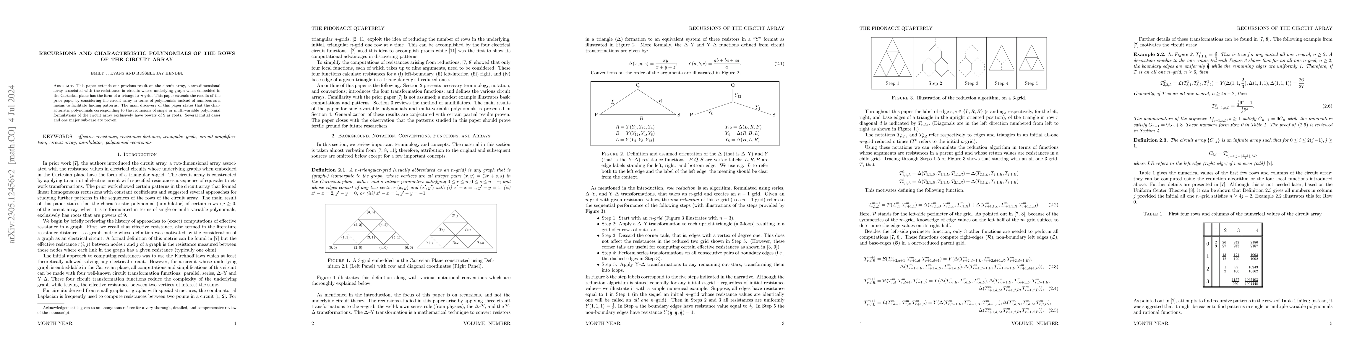 Thumbnail for Recursions and characteristic polynomials of the Rows of the Circuit
  Array