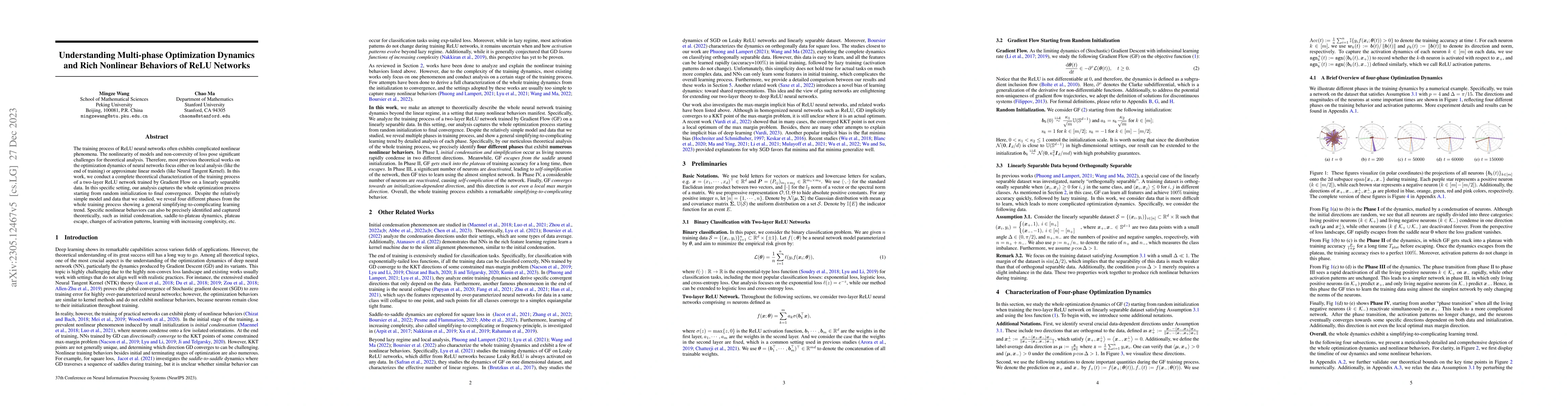 Thumbnail for Understanding Multi-phase Optimization Dynamics and Rich Nonlinear
  Behaviors of ReLU Networks