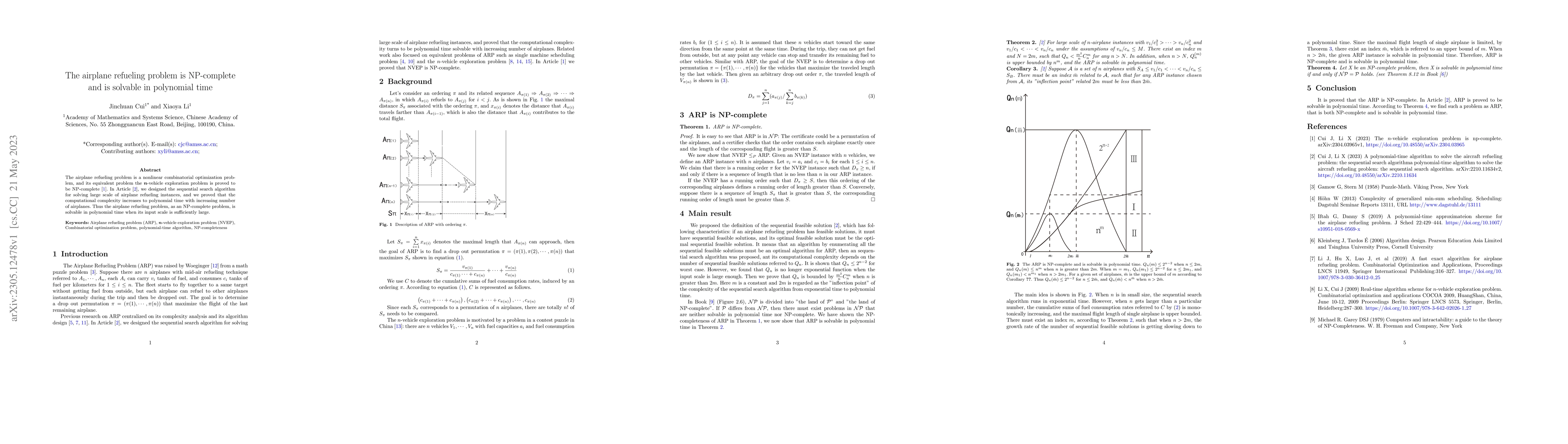 Thumbnail for The airplane refueling problem is NP-complete and is solvable in
  polynomial time