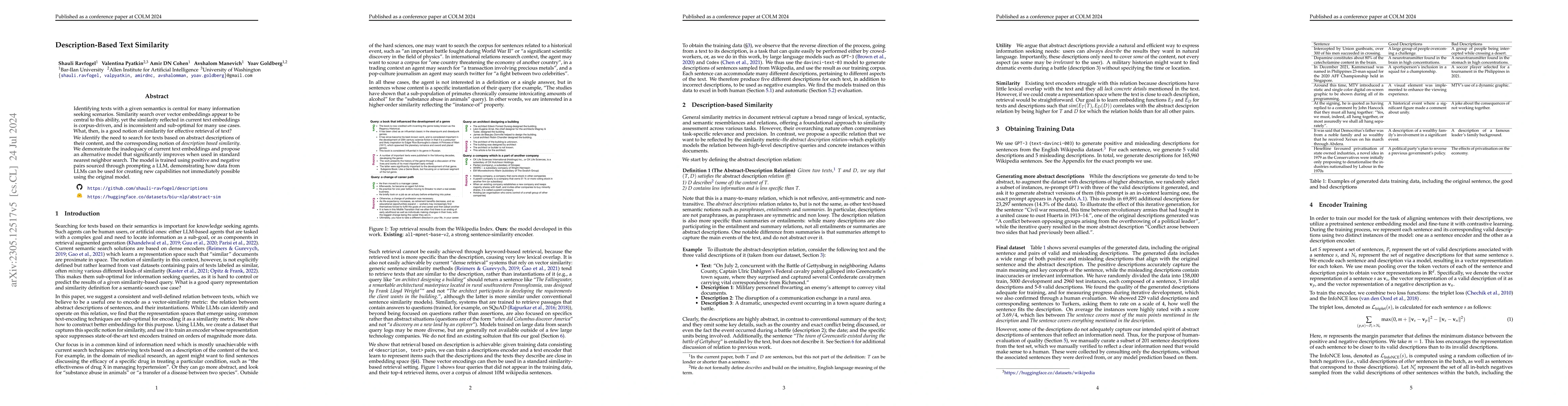 Thumbnail for Description-Based Text Similarity