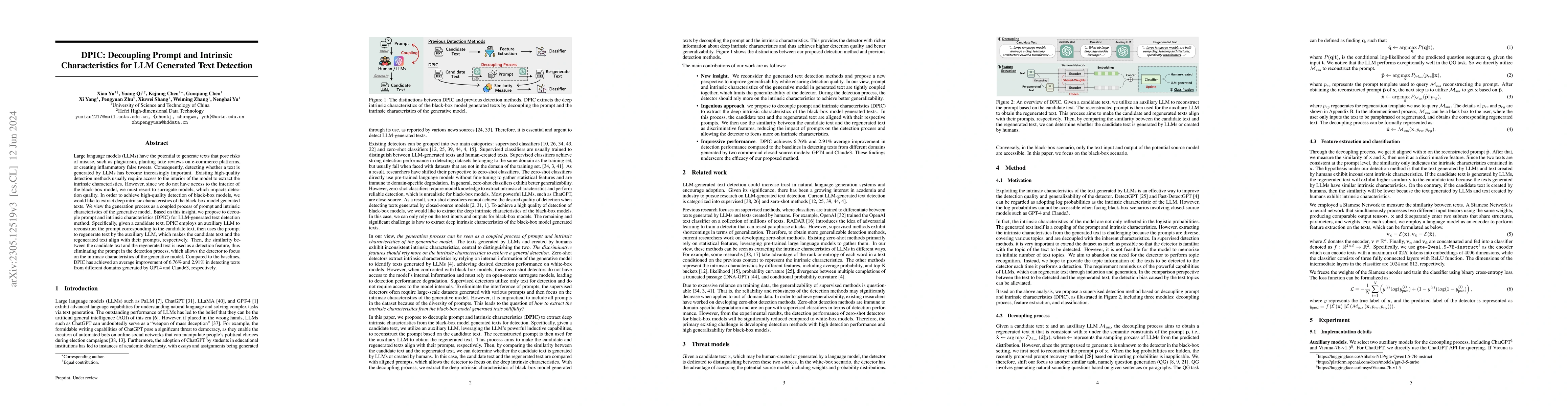 Thumbnail for DPIC: Decoupling Prompt and Intrinsic Characteristics for LLM Generated
  Text Detection