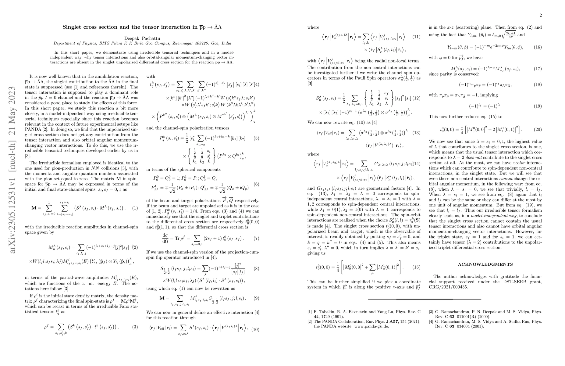 Thumbnail for Singlet cross section and the tensor interaction in
  $\overline{\mathrm{p}} \mathrm{p} \rightarrow \bar{\Lambda} \Lambda$