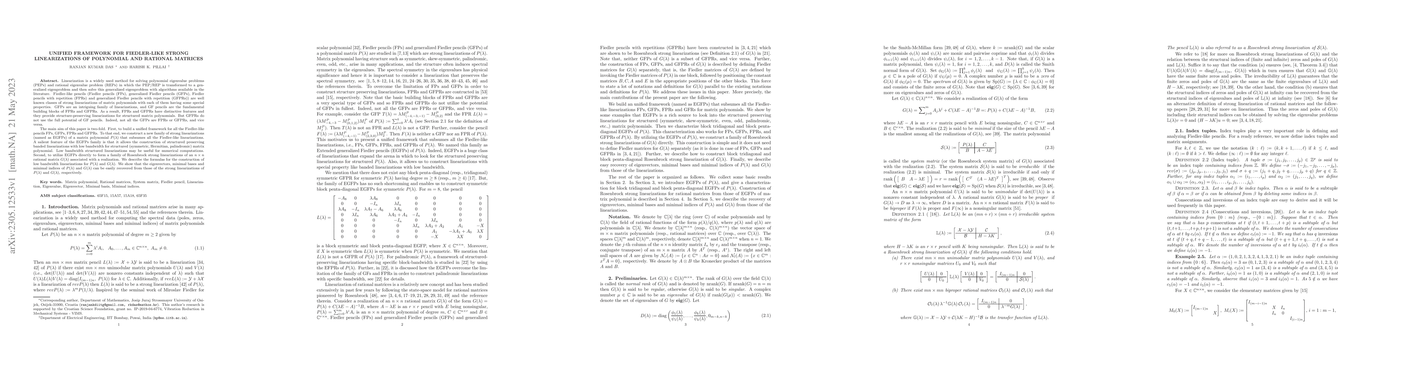 Thumbnail for Unified framework for Fiedler-like strong linearizations of polynomial
  and rational matrices