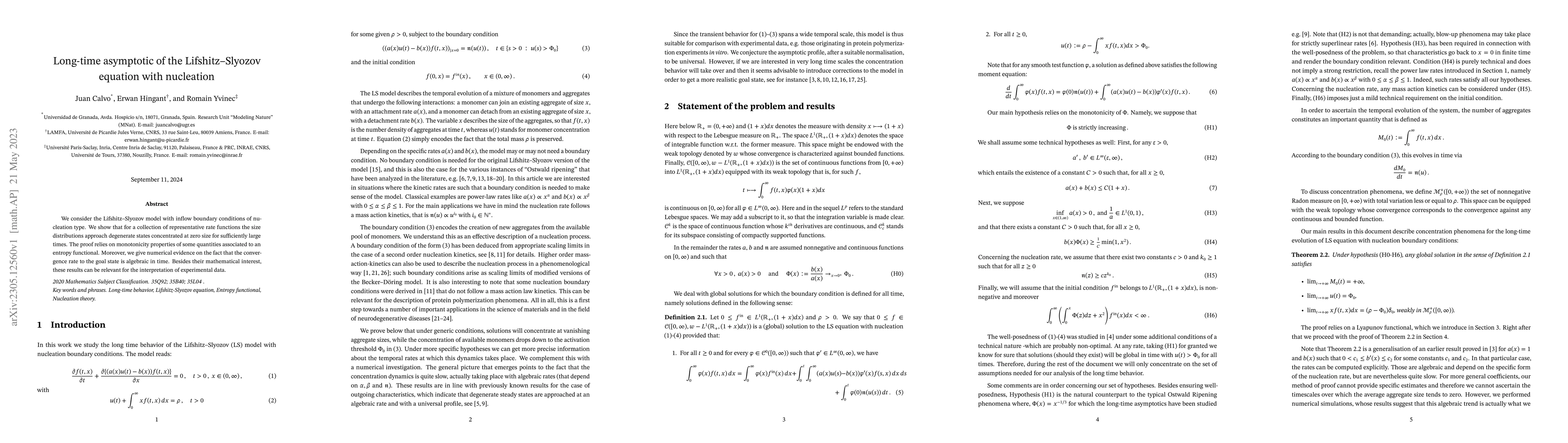 Thumbnail for Long-time asymptotic of the Lifshitz-Slyozov equation with nucleation