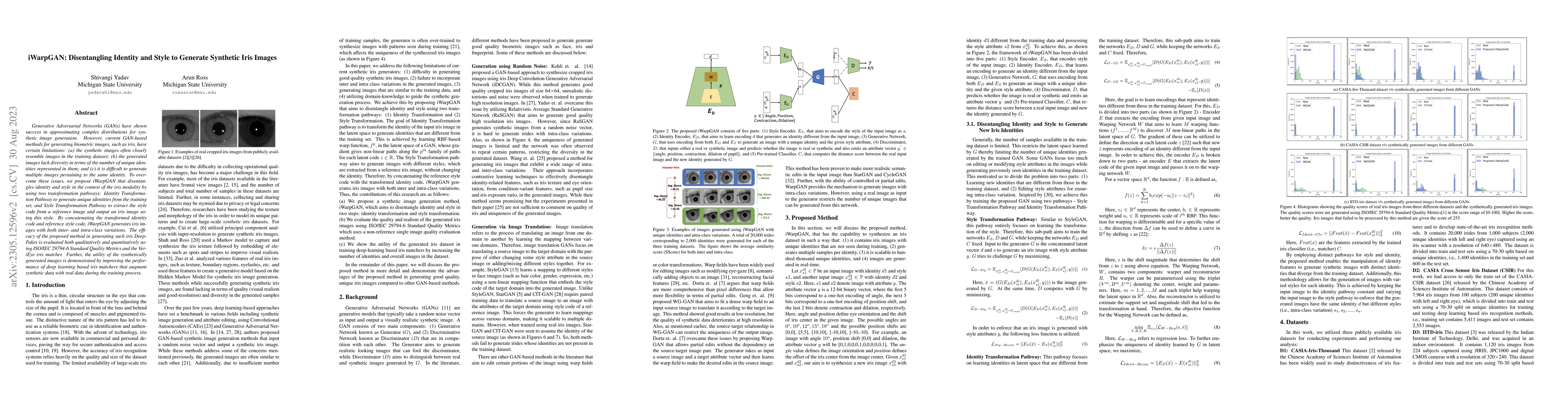 Thumbnail for iWarpGAN: Disentangling Identity and Style to Generate Synthetic Iris
  Images