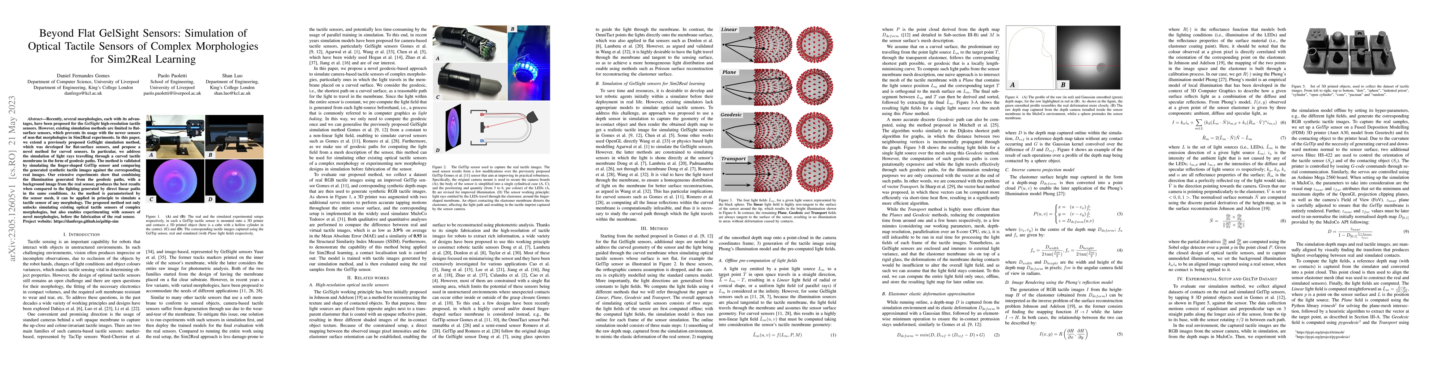 Thumbnail for Beyond Flat GelSight Sensors: Simulation of Optical Tactile Sensors of
  Complex Morphologies for Sim2Real Learning