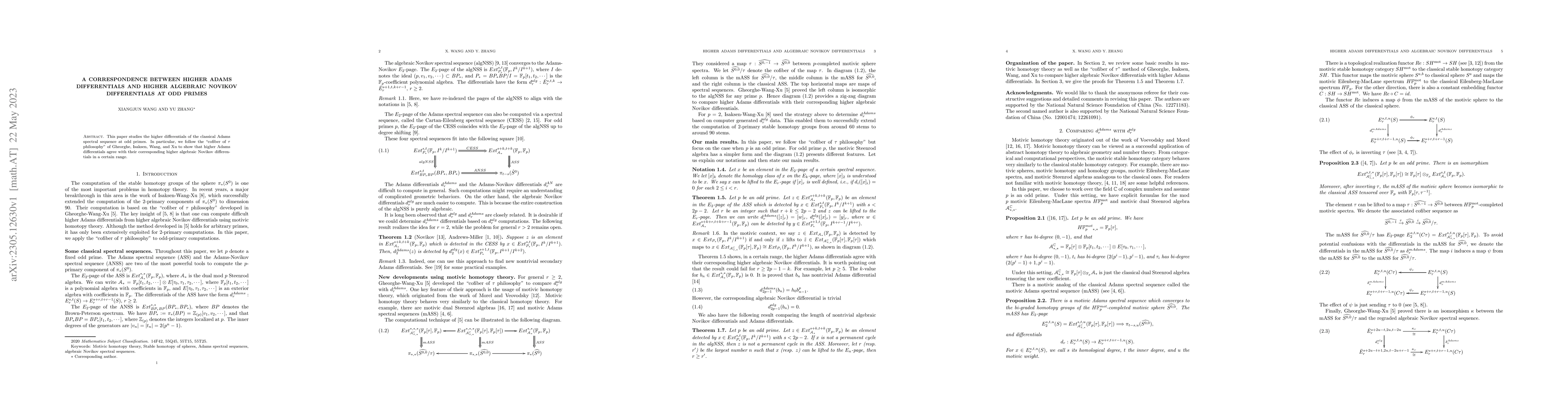 Thumbnail for A correspondence between higher Adams differentials and higher algebraic
  Novikov differentials at odd primes
